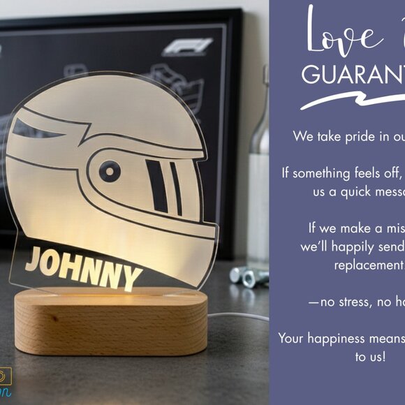 Motorcycle Helmet Night Light – Personalized LED Gift for Kids - Picture 6 of 8